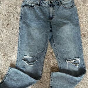 Cabi Jeans Womens 10 Light Blue 100% Boyfriend Distressed Mid Rise Casual Denim